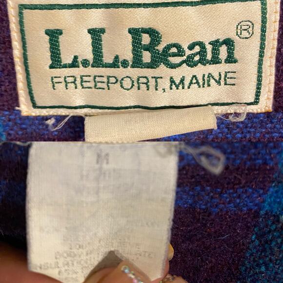 Vintage 80s–90s LL Bean Blue-Green Winter Coat Flannel Lined Women’s M-L - Picture 11 of 17